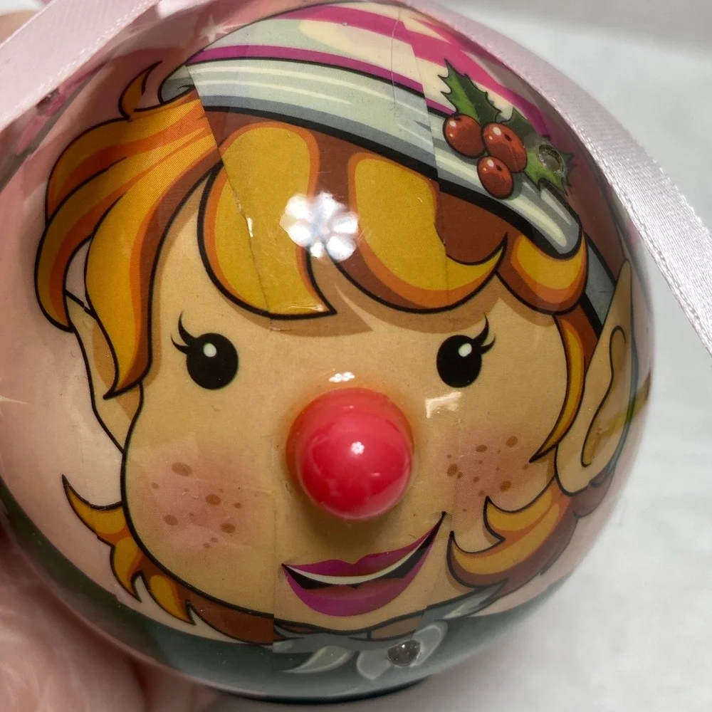 Twinkling Treasures Blinking‎ Santa Christmas Ornament Ball NOS Holiday Decor